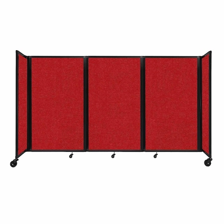 Versare Room Divider 360 Folding Portable Partition 8'6" x 5' Red Fabric 1160327